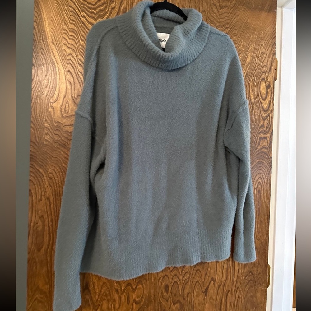 Aerie Fuzzy Green Cowl Neck Sweater